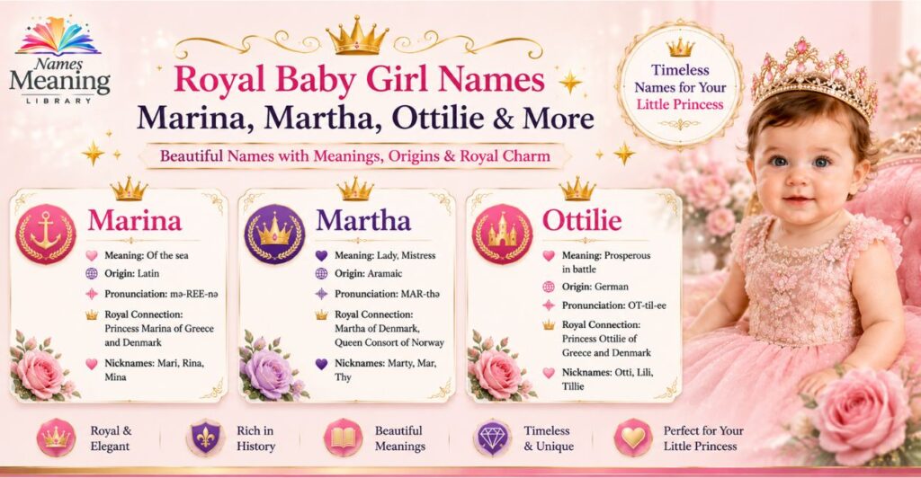Royal Baby Girl Names by Origin with Marina, Martha and Ottilie